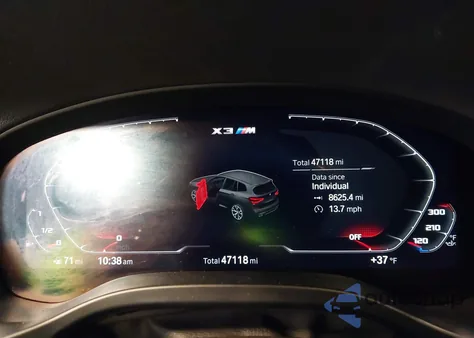 2021 BMW X3 M z USA, uszkodzony, nr VIN 5YMTS0C05M9E96329